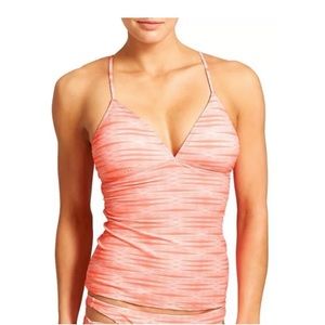 Athleta coral Ariel cutout lace up tankini top
